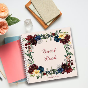 Romantic Florals Customize Personalize Guest Book
