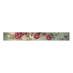 Romantic Florals & Drape, Crimson & Sage Green Grosgrain Ribbon