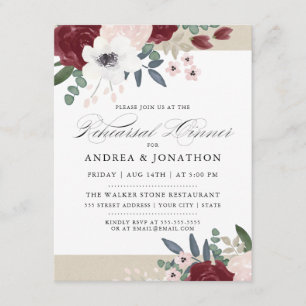 Romantic Florals Rehearsal dinner invite