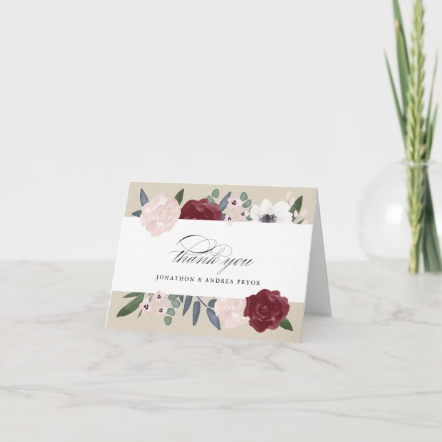 Romantic Florals Thank You Card (Front)