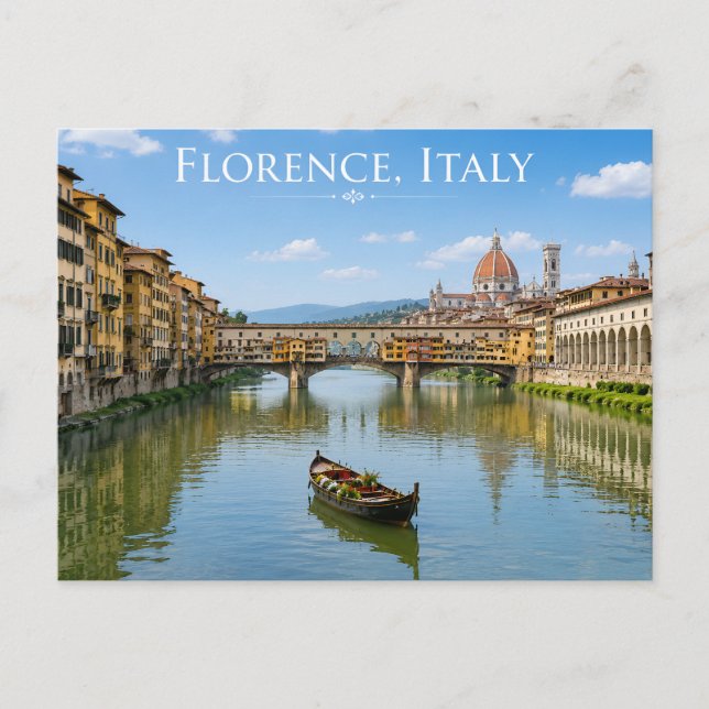 Romantic Florence Italy River View Postcard (Front)