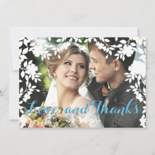 Romantic Flower Border   Wedding Thank You Card