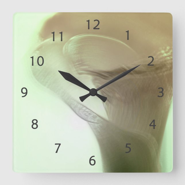 Romantic Flower Detail Square Wall Clock (Front)