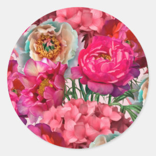 Romantic flower garden classic round sticker