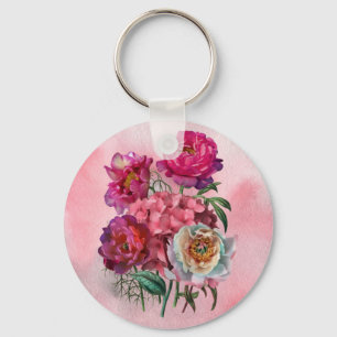Romantic flower garden keychain