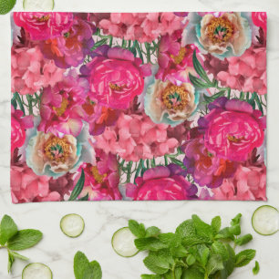 Romantic flower garden kitchen towel