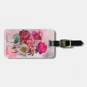 Romantic flower garden luggage tag