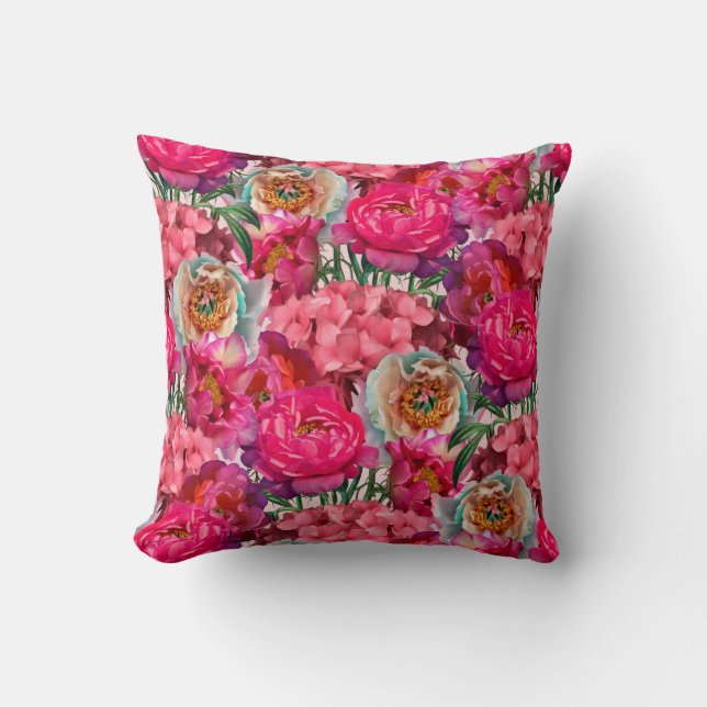 Romantic flower garden throw pillow (Front)