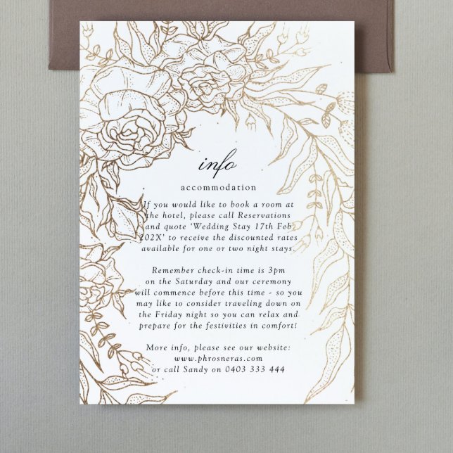 Romantic Flower Wreath White Black Emerald Gold Enclosure Card (Creator Uploaded)