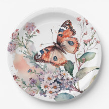 Romantic flowers and orange butterfly 