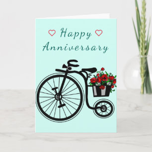 Romantic Flowers Bike Anniversary Card