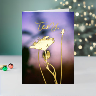 Romantic Flowers Boho – Botanical Fantasy Thanks Foil Holiday Card
