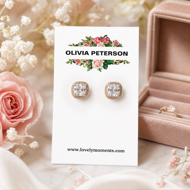 Romantic Flowers jewellery earring display card (#jewelrydisplaycard #romanticfloralcard #socialmediadisplaycard #elegantdisplaycard #roses #earrings)