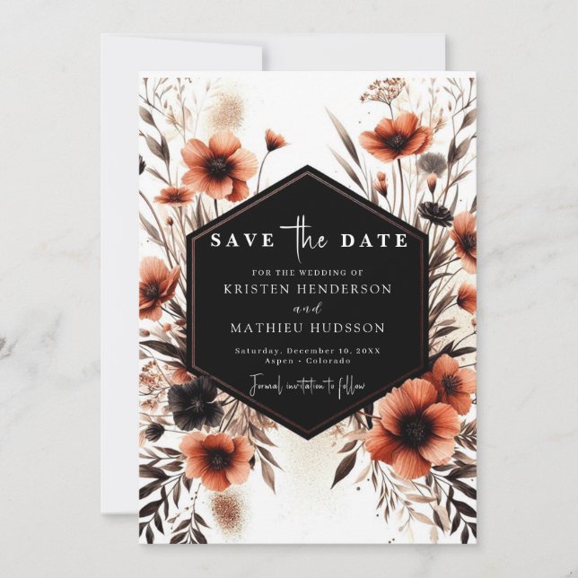 Romantic Flowers Terracotta Wedding Save The Date (Front)