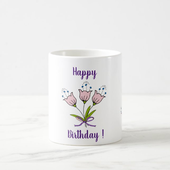 Romantic flowers tulips birthday Minimalist  Coffe Coffee Mug (Center)