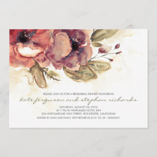Romantic Flowers Vintage Rehearsal Dinner Invitation