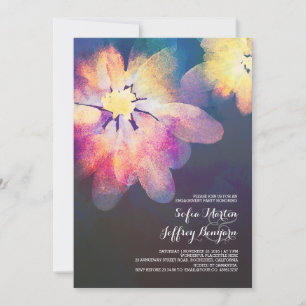 romantic flowers watercolor engagement party invitation