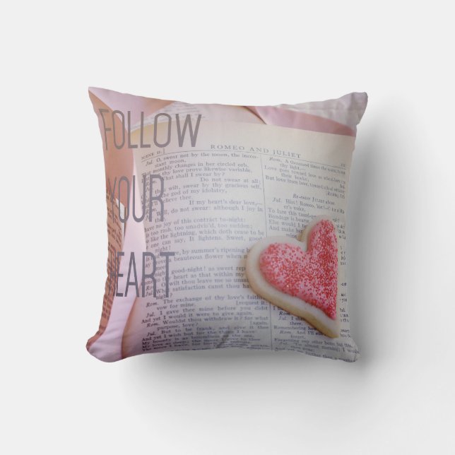 Romantic Follow Your Heart Romeo & Juliet Throw Pillow (Front)