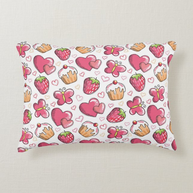 romantic food pattern accent pillow (Front)