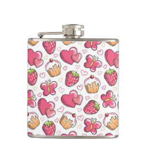 romantic food pattern hip flask