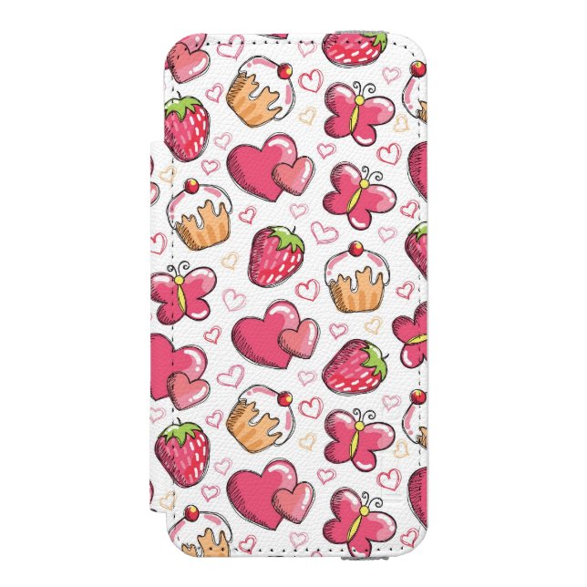 romantic food pattern incipio iPhone wallet case (Folio Front)