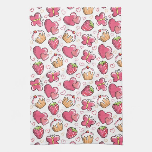romantic food pattern kitchen towel (Vertical)