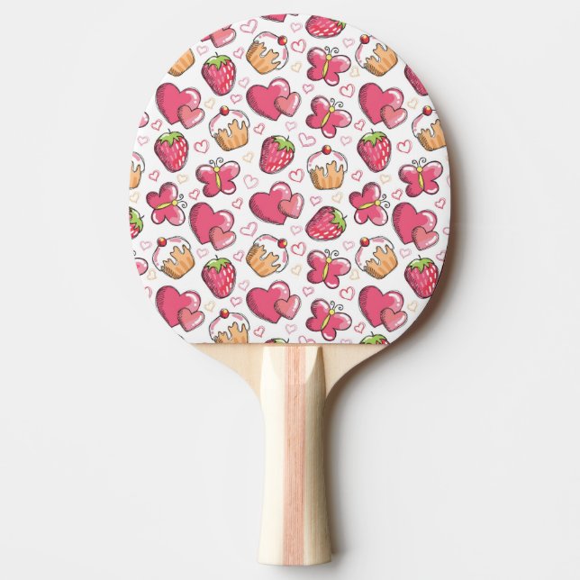 romantic food pattern ping pong paddle (Front)