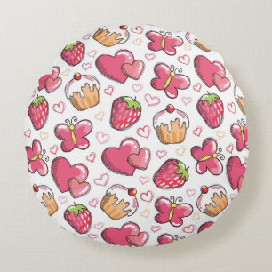 romantic food pattern round pillow