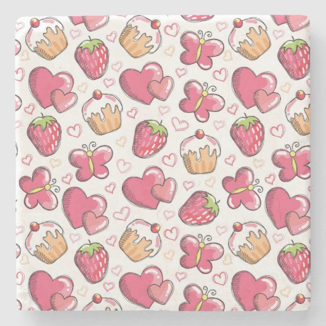 romantic food pattern stone coaster (Front)