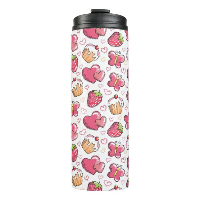 romantic food pattern thermal tumbler (Front)