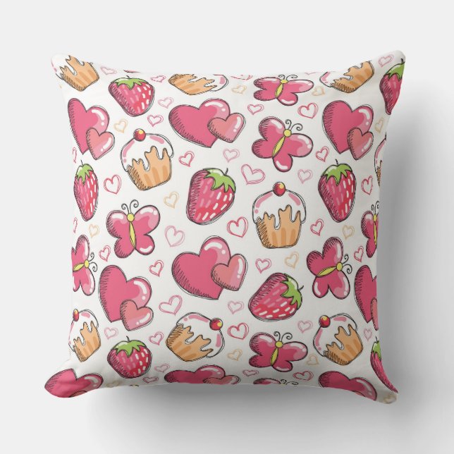 romantic food pattern throw pillow (Front)