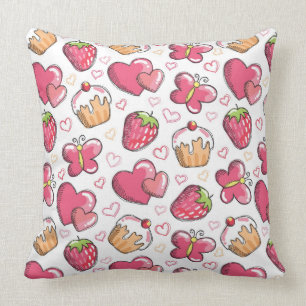 romantic food pattern throw pillow