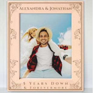 Romantic Forevermore Newlywed Wedding Photo  Etched Frames