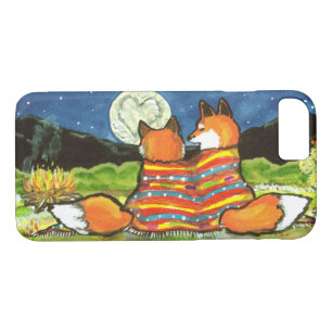 Romantic Fox Moon Wildlife Love Landscape Campfire Case-Mate iPhone Case
