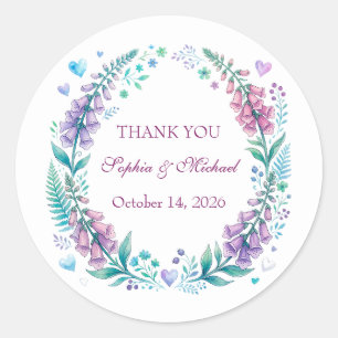 Romantic foxgloves digitalis wedding classic round sticker