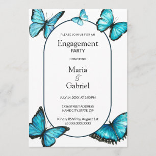 Romantic frame butterflies Luxury Engagement Party Invitation