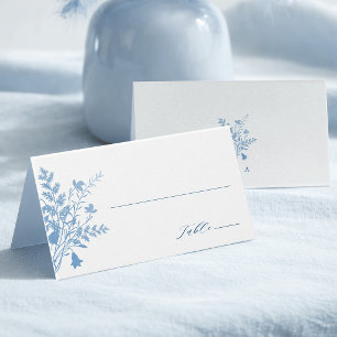 Romantic French Blue Botanical Wedding Place Card