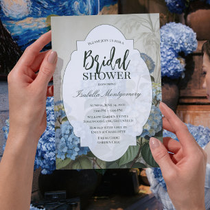 Romantic French Blue Hydrangea Bridal Shower Invitation