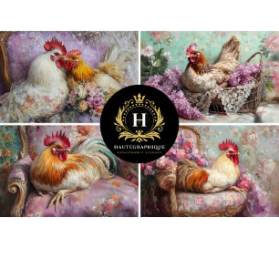 Romantic French Country Chicken Decoupage Tissue Paper