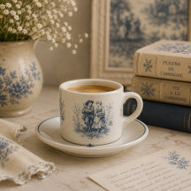 Romantic French Countryside Toile in Dusty Blue