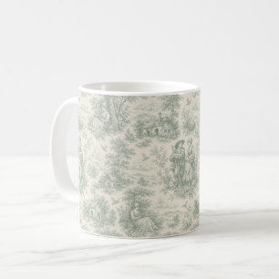 Romantic French Countryside Toile in Sage Green Coffee Mug