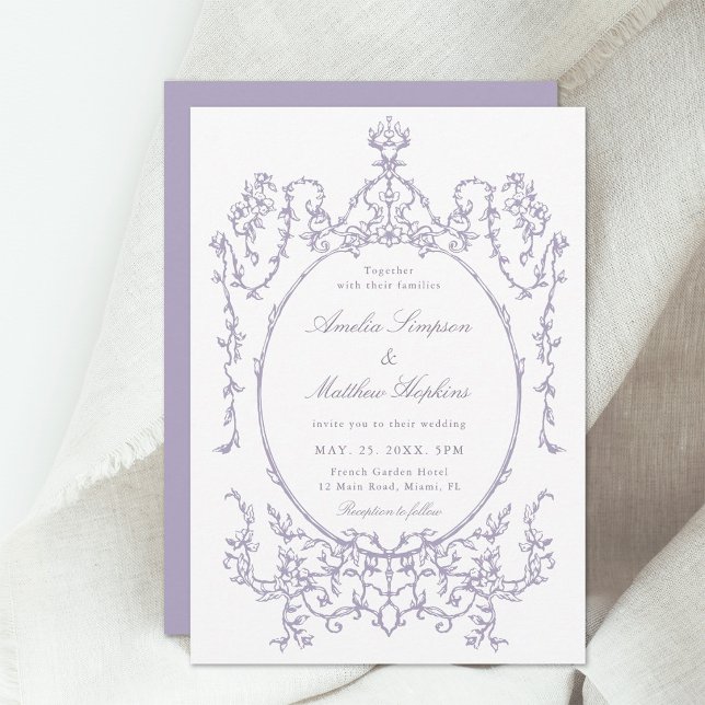 Romantic French Frame Lavender Wedding Invitation (Creator Uploaded)
