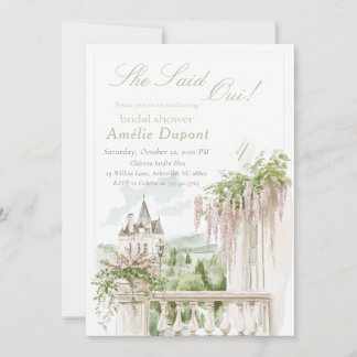 Romantic French Garden Chateau Bridal Shower Invitation