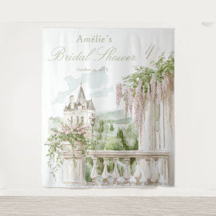 Romantic French Garden Chateau Bridal Shower Tapestry
