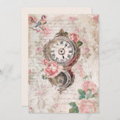 Romantic French Roses, Clock & Filigree Collage Card (Front/Back)