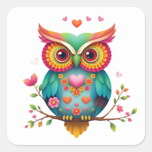 Romantic Fun Owl Stickers
