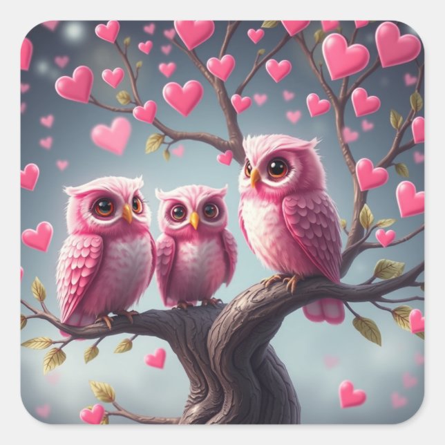 Romantic Fun Owl Stickers (Front)