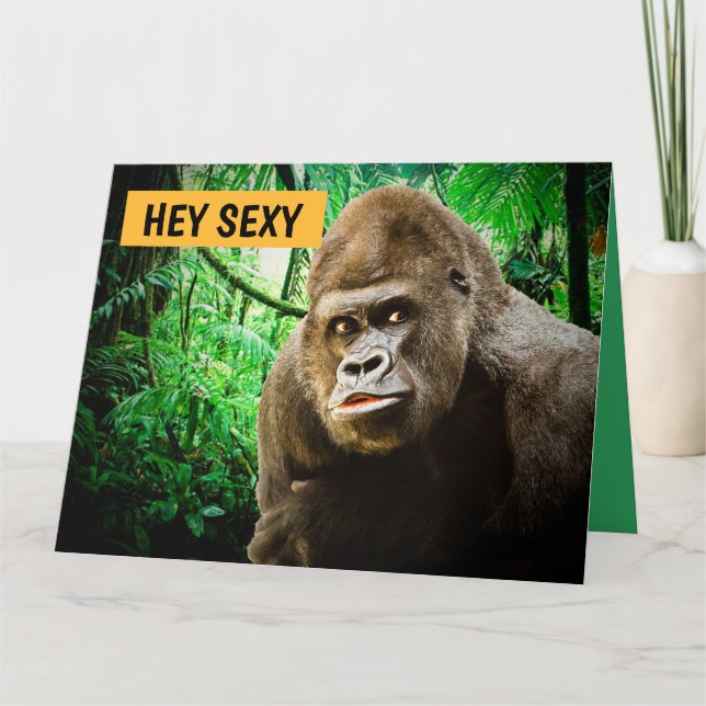 ROMANTIC FUNNY GORILLA APE GREETING CARDS (Front)