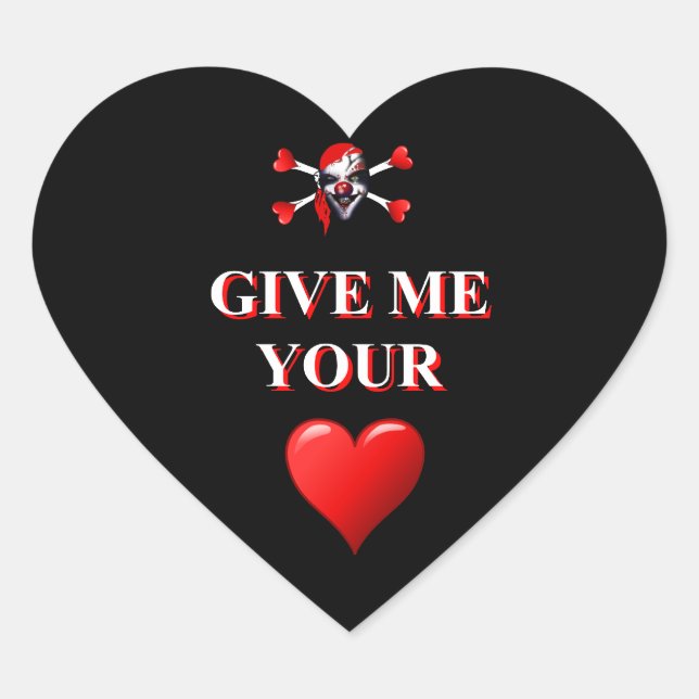 Romantic funny pirate ad red love heart sticker (Front)