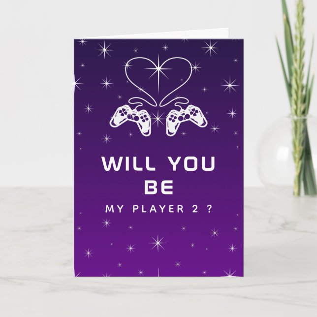 Romantic Gamer Geek Gaming Theme Valentine's Day Card (Front)